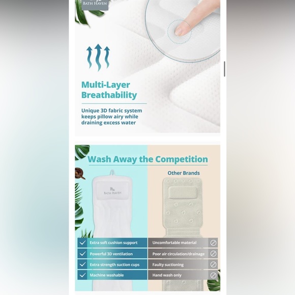 NWOT Bath Haven Bath Pillow for Bathtub - Picture 12 of 13